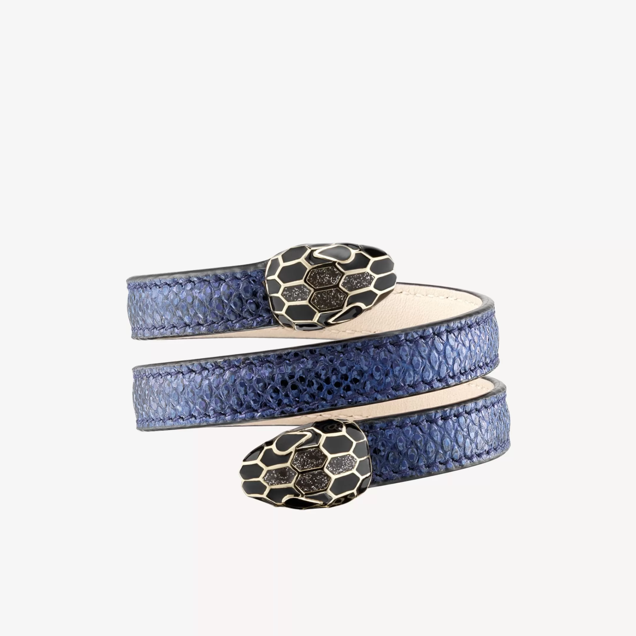 BVLGARI Serpenti Forever Lederarmband Blau Flash Sale