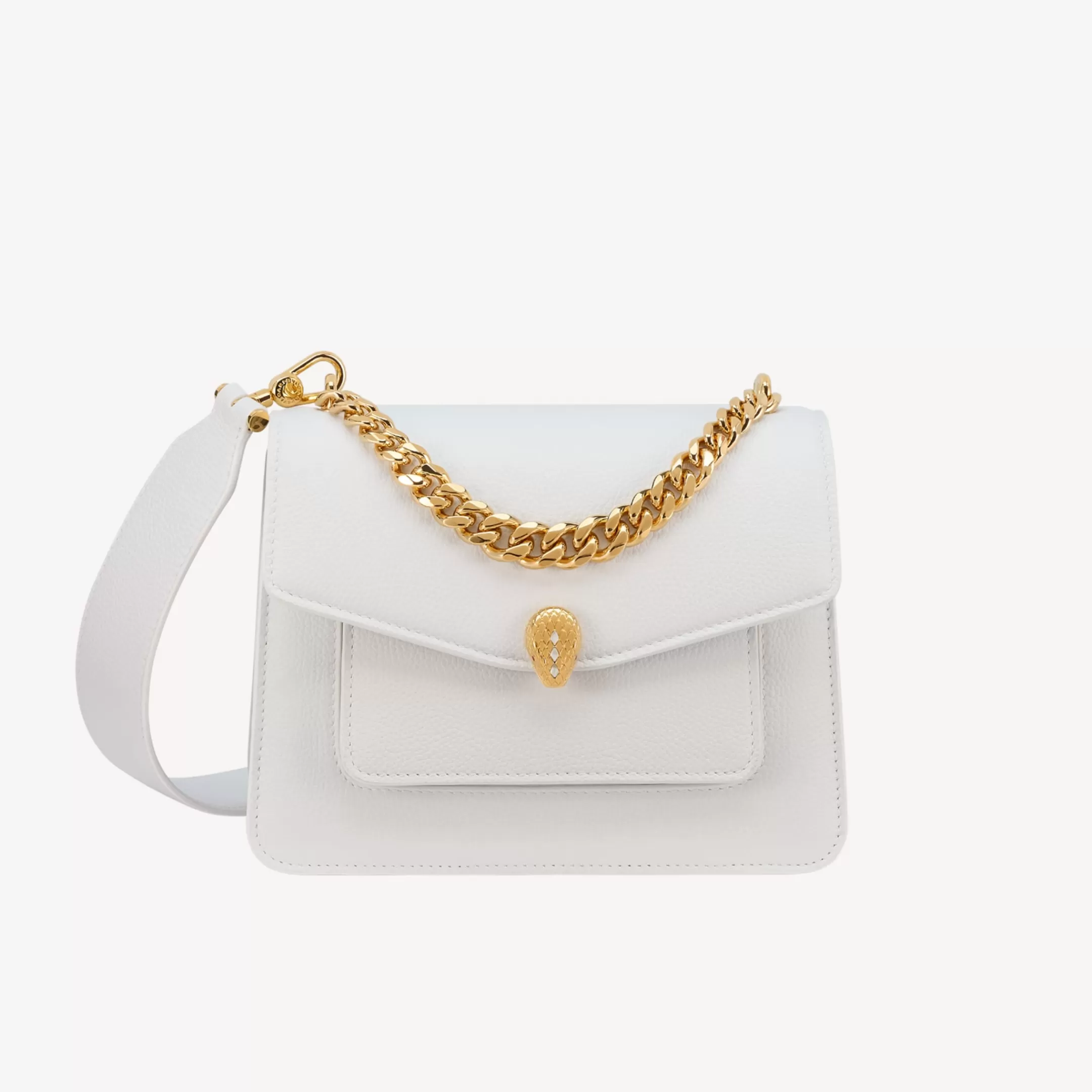 BVLGARI Serpenti Forever Maxi Chain Crossbody-Tasche Weiss Store