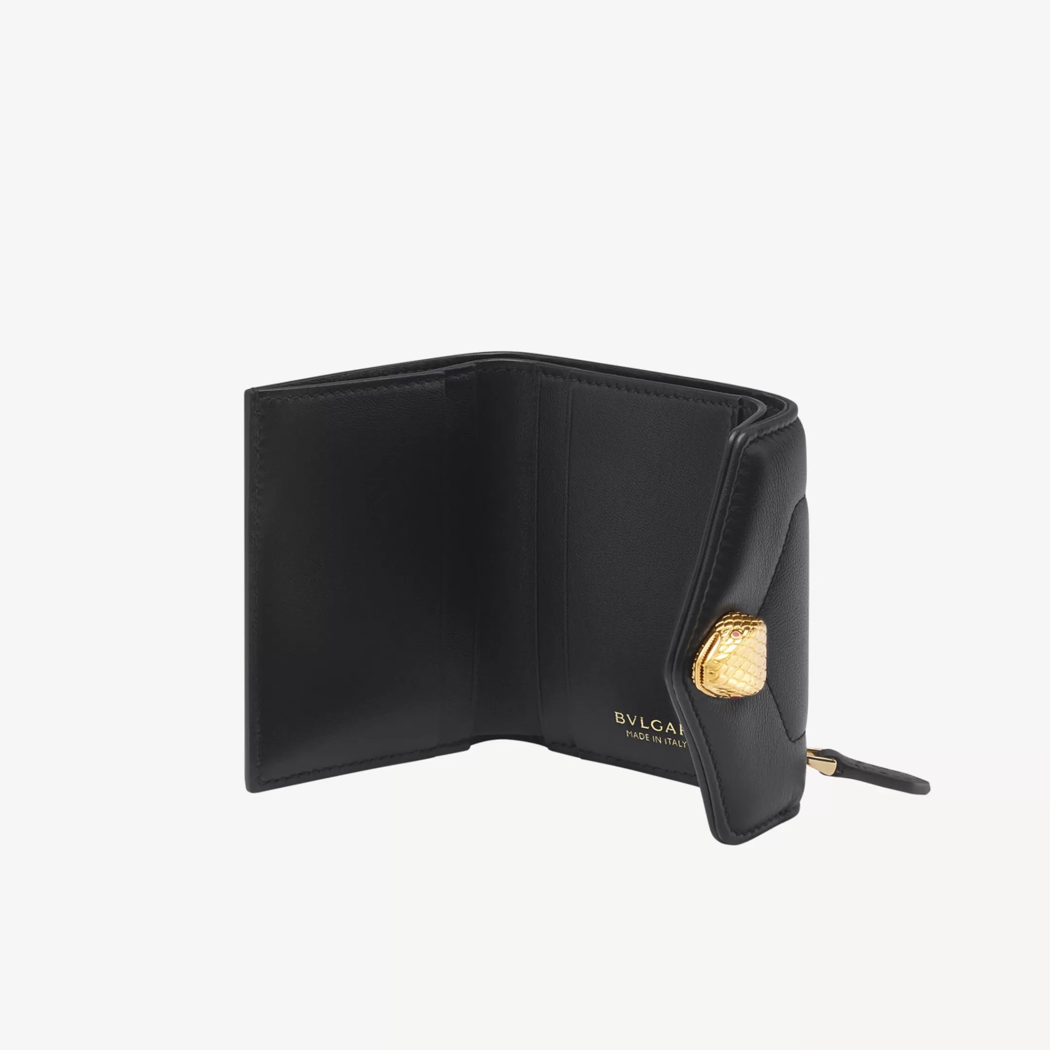 BVLGARI Serpenti Reverse Trifold Portemonnaie Schwarz Discount